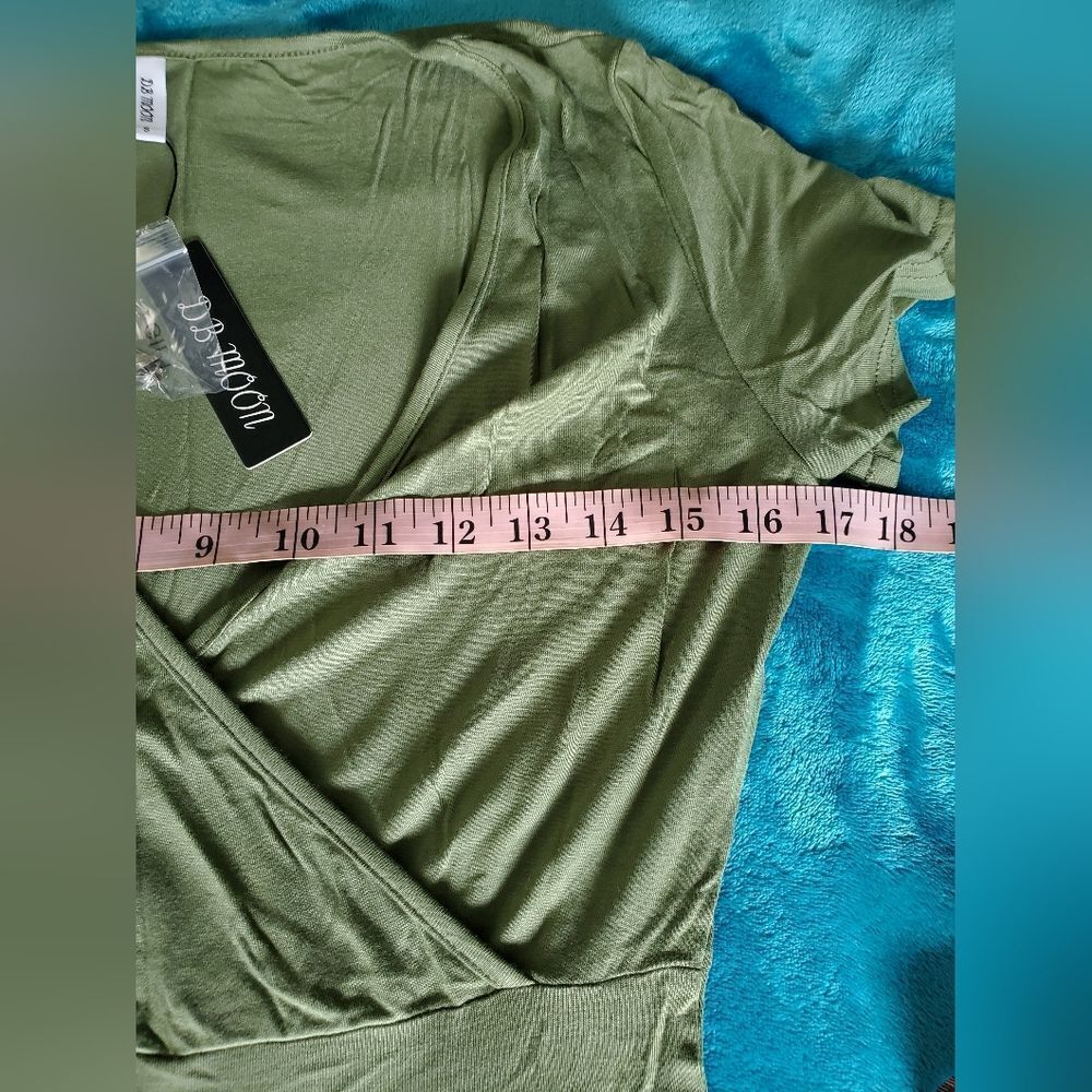 NWT DB MOON Women's Deep V Neck Short Sleeve Casual Wrap Dress W/ Pocket - Picture 4 of 7
